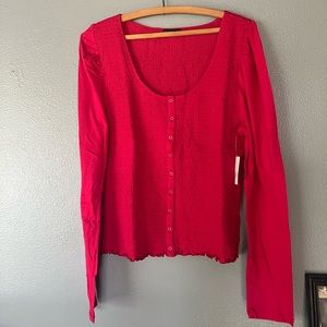 Smocked hot pink top